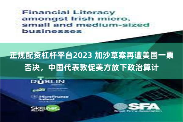 正规配资杠杆平台2023 加沙草案再遭美国一票否决，中国代表敦促美方放下政治算计