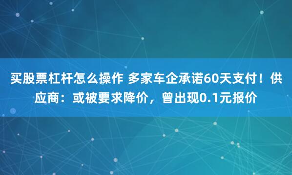 买股票杠杆怎么操作 多家车企承诺60天支付！供应商：或被要求降价，曾出现0.1元报价
