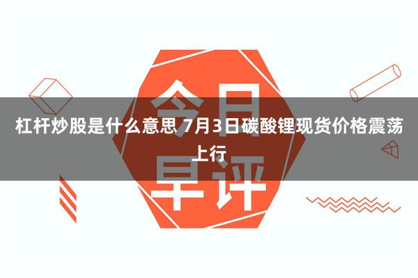 杠杆炒股是什么意思 7月3日碳酸锂现货价格震荡上行