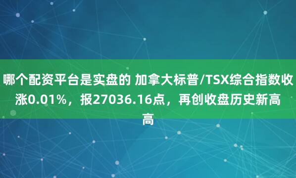 哪个配资平台是实盘的 加拿大标普/TSX综合指数收涨0.01%，报27036.16点，再创收盘历史新高